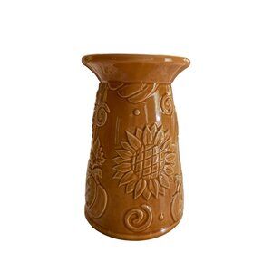 2012 Hobby Lobby Fall Candle Holder Sunflower Pumpkin Ceramic Rustic Farmhouse